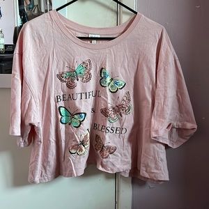 Pink crop top size XL